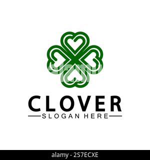 Four Leaf Clover Ornamental Logo Template Illustration Design. Stock Vector