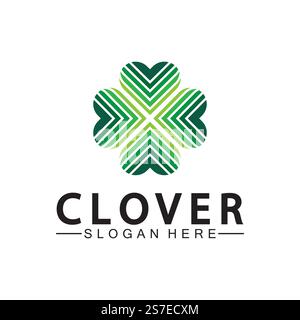 Four Leaf Clover Ornamental Logo Template Illustration Design. Stock Vector