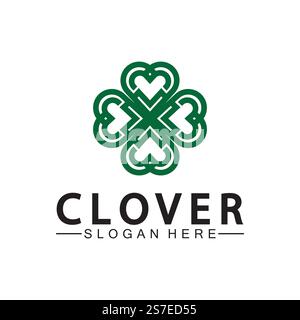 Four Leaf Clover Ornamental Logo Template Illustration Design. Stock Vector