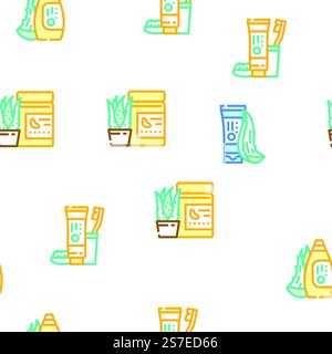 aloe vera plant nature green leaf vector seamless pattern thin line illustration. aloe vera plant nature green leaf vector seamless pattern Stock Vector