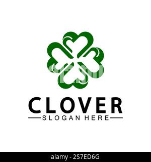 Four Leaf Clover Ornamental Logo Template Illustration Design. Stock Vector