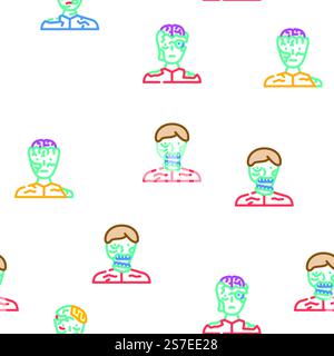 zombie horror dead monster vector seamless pattern thin line illustration. zombie horror dead monster vector seamless pattern Stock Vector
