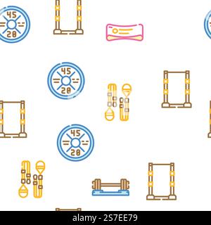 fitness gym exercise vector seamless pattern thin line illustration. fitness gym exercise vector seamless pattern Stock Vector