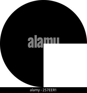 Part circle 3/4 three four contour outline line icon black color vector ...