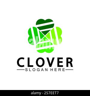 Four Leaf Clover Ornamental Logo Template Illustration Design. Stock Vector