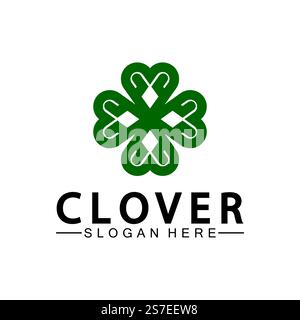Four Leaf Clover Ornamental Logo Template Illustration Design. Stock Vector