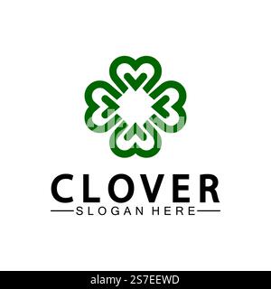 Four Leaf Clover Ornamental Logo Template Illustration Design. Stock Vector