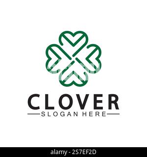 Four Leaf Clover Ornamental Logo Template Illustration Design. Stock Vector