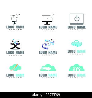 Computer Logo Template vector symbol  illustration Stock Vector