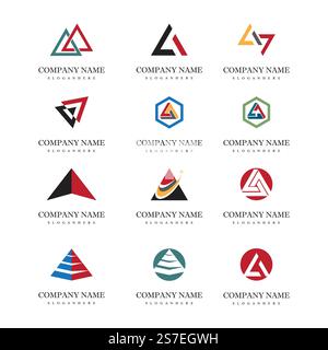 Futuristic Triangle Chain logo design inspiration Stock Vector