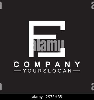 Alphabet letters monogram logo CF,FC,C and F, elegant and Professional white color letter icon design on black background. Stock Vector