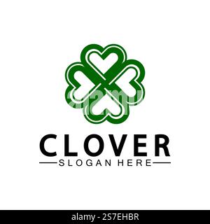Four Leaf Clover Ornamental Logo Template Illustration Design. Stock Vector