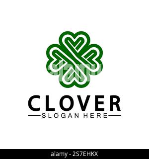 Four Leaf Clover Ornamental Logo Template Illustration Design. Stock Vector