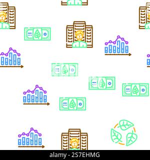 environmental social governance vector seamless pattern thin line illustration. environmental social governance vector seamless pattern Stock Vector