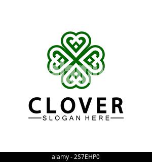 Four Leaf Clover Ornamental Logo Template Illustration Design. Stock Vector