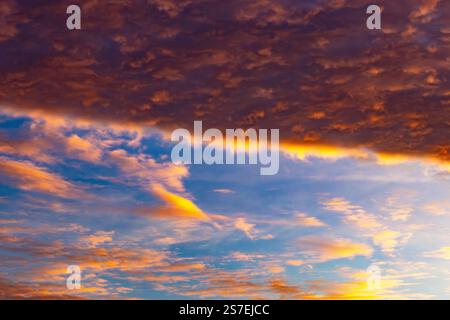 dramatic evening sky with a sharp cloud border Stock Photo
