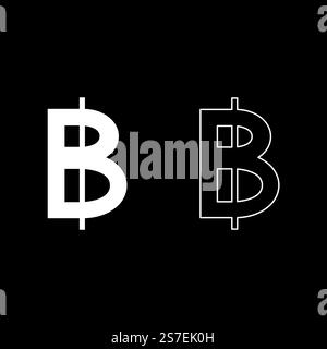 Symbol Baht Thailand money cash currency sign set icon white color vector illustration image simple solid fill outline contour line thin flat style. Symbol Baht Thailand money cash currency sign set icon white color vector illustration image solid fill outline contour line thin flat style Stock Vector