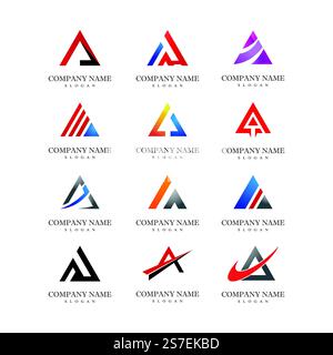Futuristic Triangle Chain logo design inspiration Stock Vector