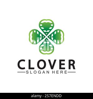 Four Leaf Clover Ornamental Logo Template Illustration Design. Stock Vector