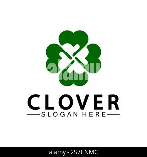 Four Leaf Clover Ornamental Logo Template Illustration Design. Stock Vector