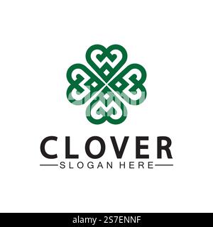 Four Leaf Clover Ornamental Logo Template Illustration Design. Stock Vector