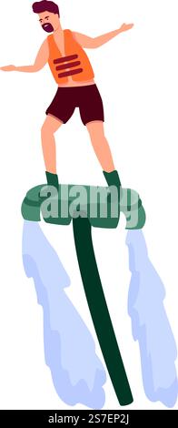 Jetpack flyboard icon cartoon vector. Summer sport. Action travel. Jetpack flyboard icon cartoon vector. Summer sport Stock Vector