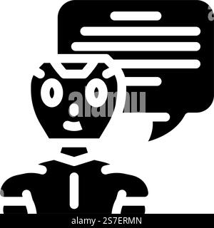 communication chat bot glyph icon vector. communication chat bot sign. isolated symbol illustration. communication chat bot glyph icon vector illustration Stock Vector