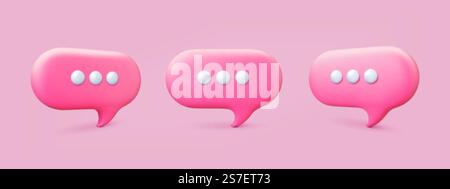 Message network 3d speech bubbles. Voice balloons emblems, text, comment or dialog clouds. Different talk boxes, vector thought icons. Illustration of voice communication bubble. Message network 3d speech bubbles. Voice balloons emblems, text, comment or dialog clouds. Different talk boxes, vector thought icons Stock Vector