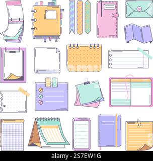 Doodle checklist set. Paper notes collection vector illustration. Hand ...