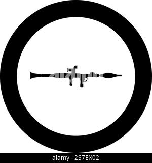 Grenade launcher military weapon army icon in circle round black color vector illustration image solid outline style simple. Grenade launcher military weapon army icon in circle round black color vector illustration image solid outline style Stock Vector