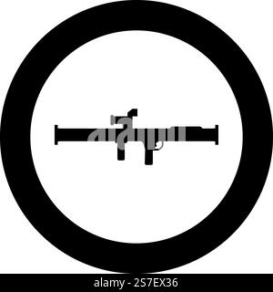 Store grenade launcher bazooka gun rocket system icon in circle round black color vector illustration image solid outline style simple. Store grenade launcher bazooka gun rocket system icon in circle round black color vector illustration image solid outline style Stock Vector