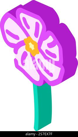 periwinkle flower spring isometric icon vector. periwinkle flower spring sign. isolated symbol illustration. periwinkle flower spring isometric icon vector illustration Stock Vector