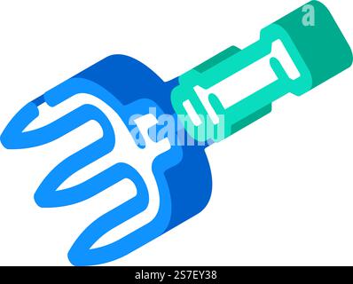 fork garden tool isometric icon vector. fork garden tool sign. isolated symbol illustration. fork garden tool isometric icon vector illustration Stock Vector