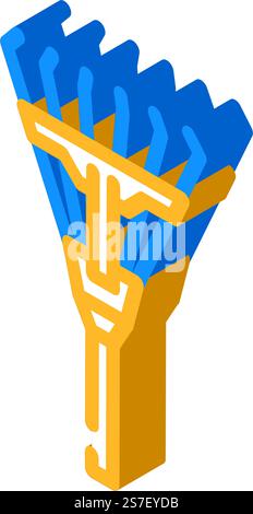 rake garden tool isometric icon vector. rake garden tool sign. isolated symbol illustration. rake garden tool isometric icon vector illustration Stock Vector