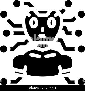 artificial chat bot glyph icon vector. artificial chat bot sign. isolated symbol illustration. artificial chat bot glyph icon vector illustration Stock Vector