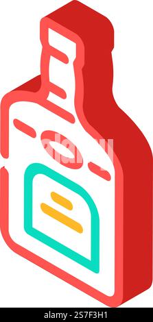 rum drink bottle isometric icon vector. rum drink bottle sign. isolated symbol illustration. rum drink bottle isometric icon vector illustration Stock Vector