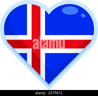Love heart iceland icon cartoon vector. Travel city. Island trip. Love heart iceland icon cartoon vector. Travel city Stock Vector