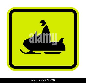 Snowmobile Crossing Sign On White Background Stock Vector