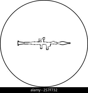 Grenade launcher military weapon army icon in circle round black color vector illustration image outline contour line thin style simple. Grenade launcher military weapon army icon in circle round black color vector illustration image outline contour line thin style Stock Vector
