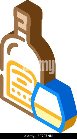 rum glass bottle isometric icon vector. rum glass bottle sign. isolated symbol illustration. rum glass bottle isometric icon vector illustration Stock Vector