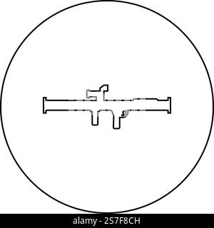 Store grenade launcher bazooka gun rocket system icon in circle round black color vector illustration image outline contour line thin style simple. Store grenade launcher bazooka gun rocket system icon in circle round black color vector illustration image outline contour line thin style Stock Vector