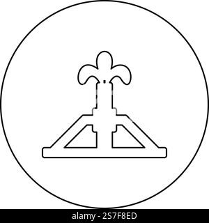 Oil derrick rig gusher icon in circle round black color vector illustration image outline contour line thin style simple. Oil derrick rig gusher icon in circle round black color vector illustration image outline contour line thin style Stock Vector