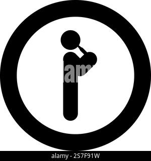 Man drinking alcohol from bottle of beer wine drunk people concept stick use beverage drunkard booze standing icon in circle round black color vector illustration image solid outline style simple. Man drinking alcohol from bottle of beer wine drunk people concept stick use beverage drunkard booze standing icon in circle round black color vector illustration image solid outline style Stock Vector