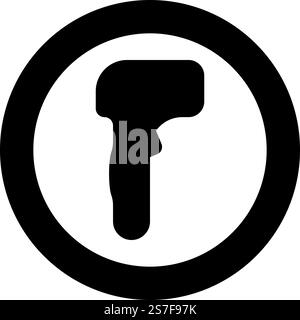Contactly thermometer pyrometer medical digital non-contact infrared for measure body ambient temperature without contact prevention of coronavirus disease electronic safety concept icon in circle round black color vector illustration image solid outline style simple. Contactly thermometer pyrometer medical digital non-contact infrared for measure body ambient temperature without contact prevention of coronavirus disease electronic safety concept icon in circle round black color vector illustration image solid outline style Stock Vector
