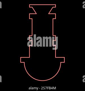 Neon siphon plumbing fixtures sewer drain under sink sewerage red color vector illustration image flat style light. Neon siphon plumbing fixtures sewer drain under sink sewerage red color vector illustration image flat style Stock Vector