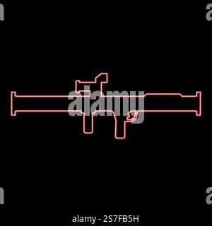 Neon store grenade launcher bazooka gun rocket system red color vector illustration image flat style light. Neon store grenade launcher bazooka gun rocket system red color vector illustration image flat style Stock Vector