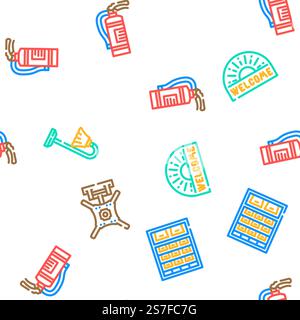 kitchen cooking cookware utensil vector seamless pattern thin line illustration. kitchen cooking cookware utensil vector seamless pattern Stock Vector