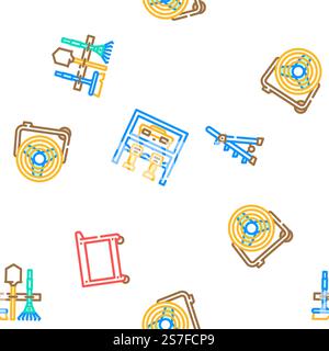 garage accessories tool service vector seamless pattern thin line illustration. garage accessories tool service vector seamless pattern Stock Vector