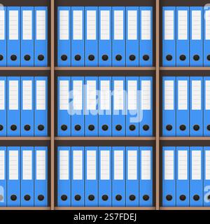 Office folders on shelves pattern. Business hard covered document folders decent vector seamless background of folder storage seamless pattern design illustration. Office folders on shelves pattern. Business hard covered document folders decent vector seamless background Stock Vector
