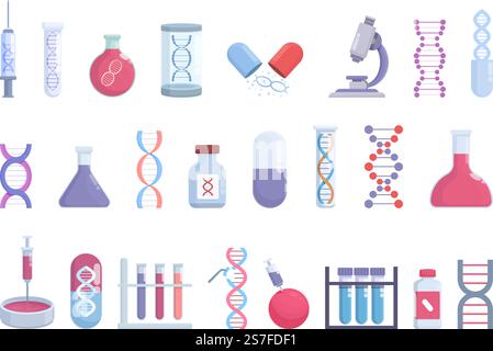 Gene therapy icons set cartoon vector. Science cell. Medicine future ...